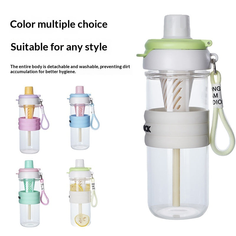 700ml High-Borosilicate Glass Cup With Straw Single-Walled Heat-Resistant Tea-and-Water Separator
