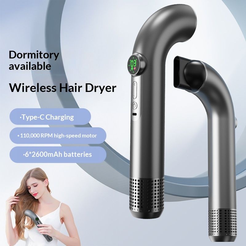 Curved Handle USB Charging Cordless Hair Dryer