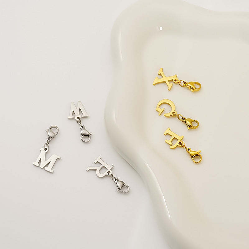 Titanium Steel Bracelet And Necklace Accessories Featuring 26 Alphabet Letters