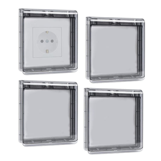 Switch Covers, Outlet Covers, Type 86 Flip Outlet Covers, Ultra-Thin, Self-Adhesive, Waterproof Outlet Protectors For Bathrooms, Home, And Outdoor Use, Black, 4-Pack