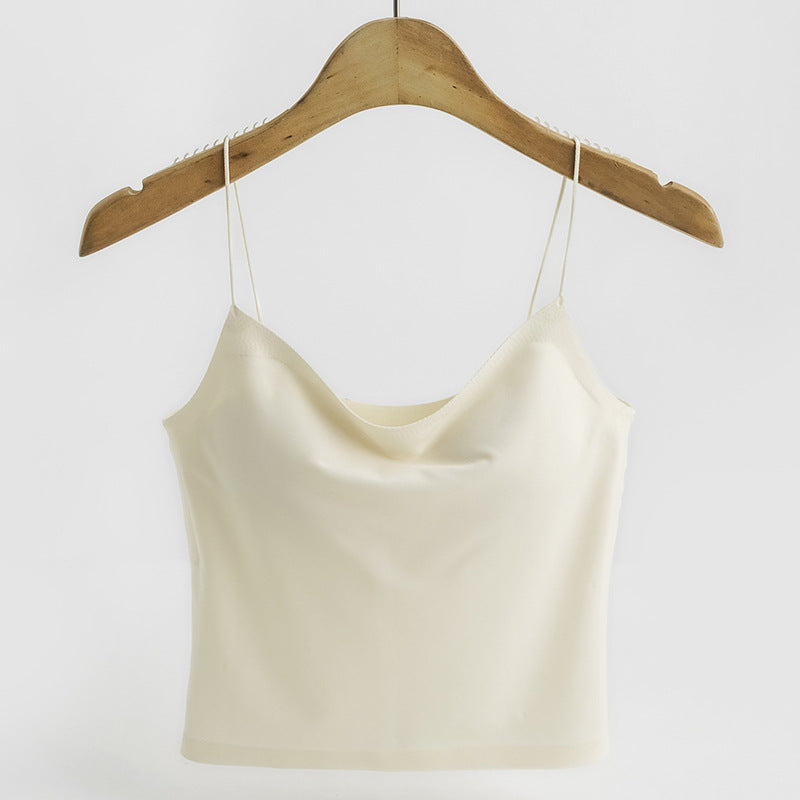 Close-fitting Beauty Back Sunderwear-free Camisole With Chest Pad Spaghetti Strap Breathable