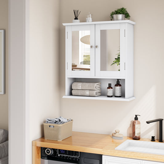 Bathroom Cabinet With Mirror, White Medicine Cabinet With Adjustable Shelf, Toilet Cabinet In Laundry Room And Kitchen