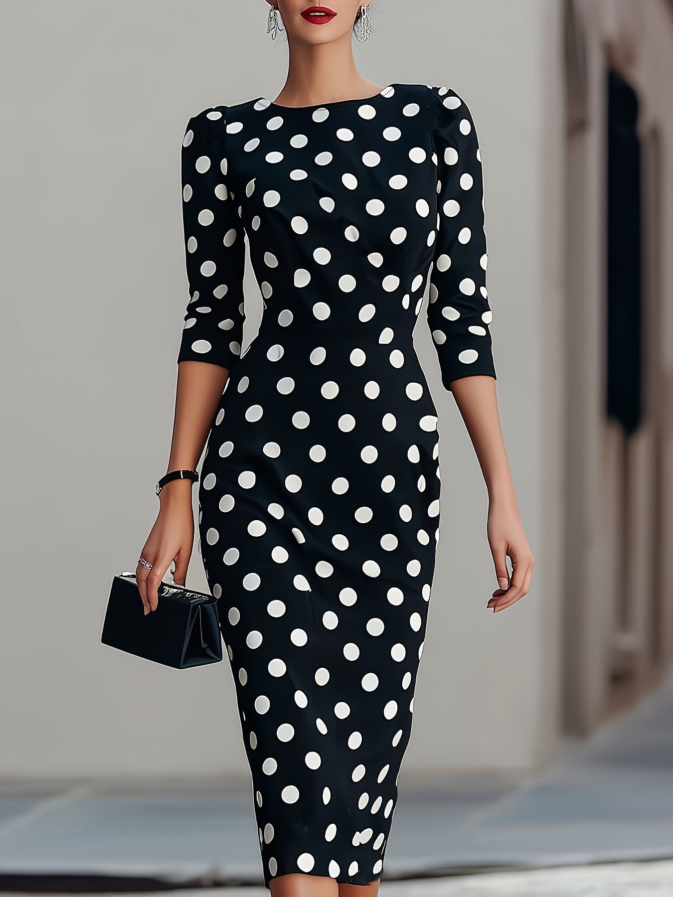 Elegant Polka-dot Fashion Dress For Women