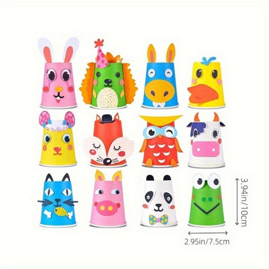 12 DIY Paper Bowl Crafts With Stickers, Handmade Disposable Paper Bowls, Creative Paper Bowls, Used For Party Decorations And Educational Fun
