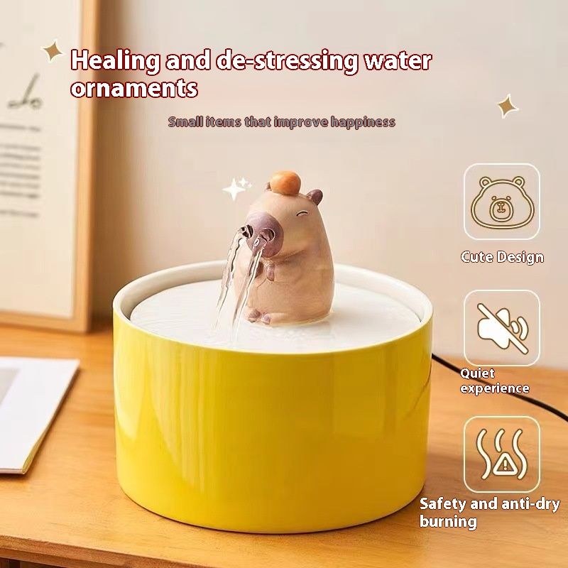 Capabala Flowing Water Ornaments Pet Ceramic Water Fountain