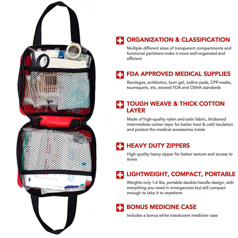 391-piece First Aid Kit For Medical Emergencies While Traveling, At Home, In The Car, In A Taxi Or At Work