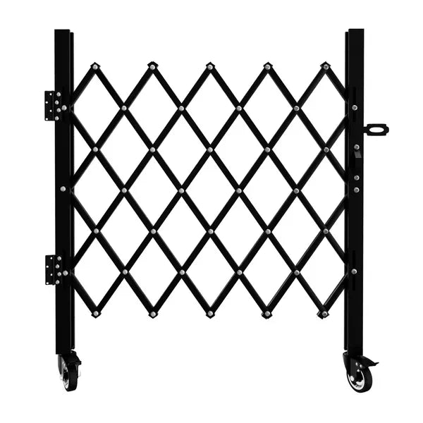 Foldable Security Gate, Expandable Safety Barrier With 360' Swivel Casters Lockable Design, Portable Mobile Rolling Barricade For Garage, Warehouse, Driveway And Pool Areas - 51.57' H X 74' W
