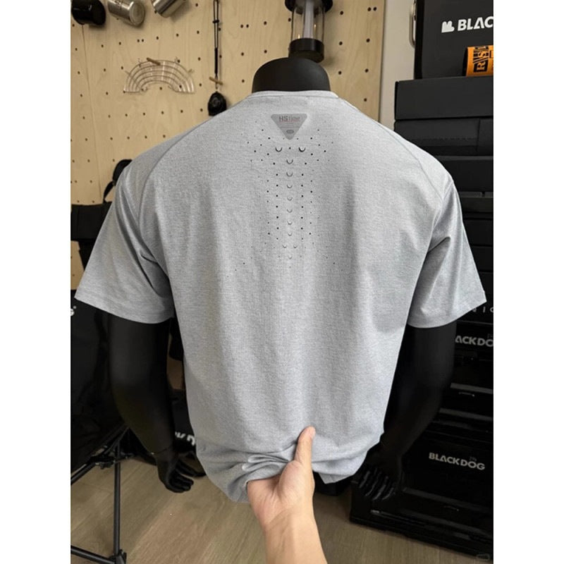 Laser-perforated Quick-dry Mens Sports And Fitness Short-sleeve T-shirt