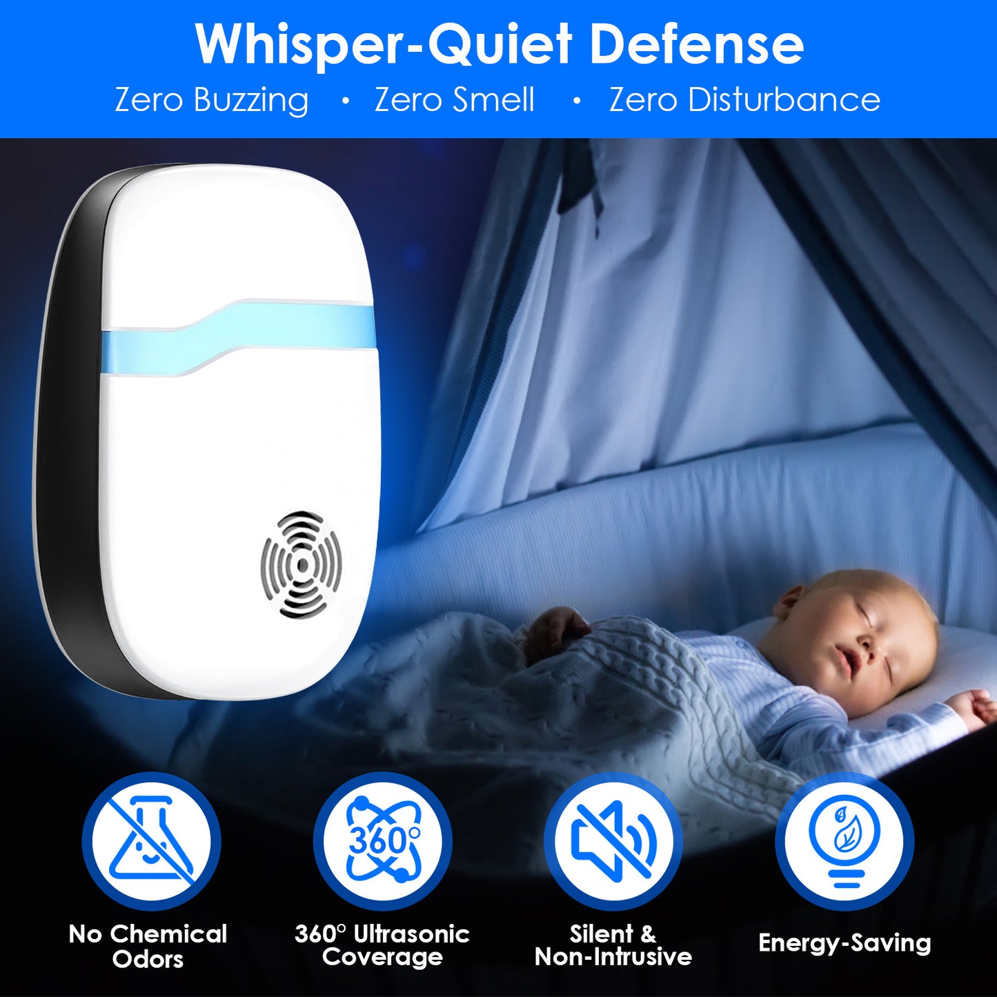 6 Packs Ultrasonic Pest Repellers Electric Plug-In Indoor Pest Control Mouse Repellent Chaser Deterrent Rodent Chaser For Home Kitchen Office Warehouse Hotel 22-65kHz