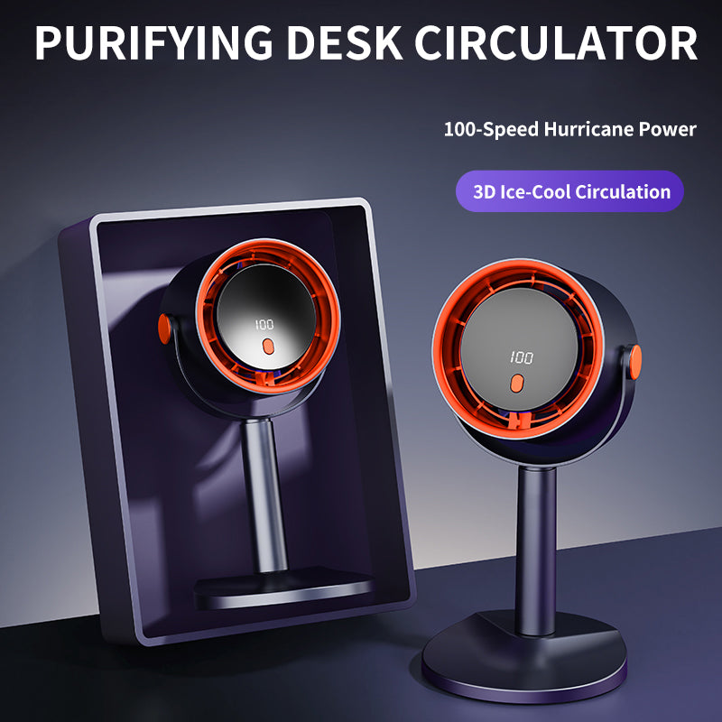 Forest Style Desktop Fan, USB Rechargeable Quiet Portable Fan With Activated Carbon Air Purification, 3-in-1 Stand Clip Hook Design, Energy Saving Circulating Fan For Home, Office, Bedroom  Travel