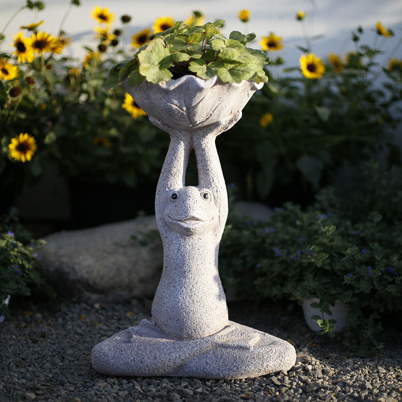 Garden Layout Yoga Frog Animal Flowerpot Outdoor Floor Decoration Ornaments