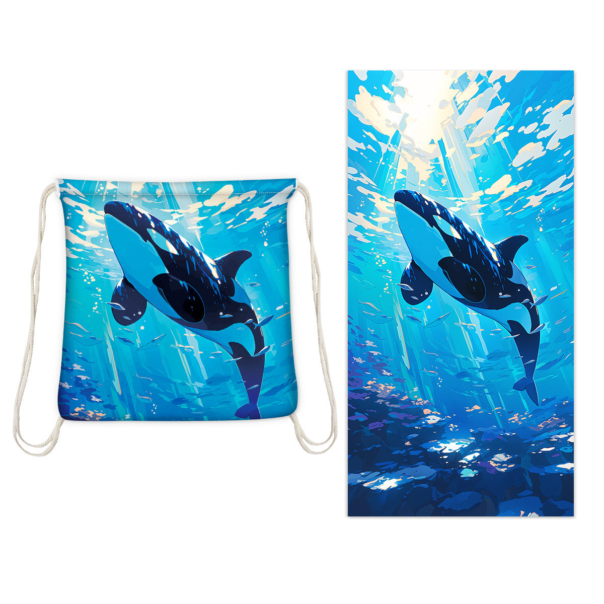 Beach Towel With Integrated Bag Portable Storage Backpack Printed Towel Bath Towel