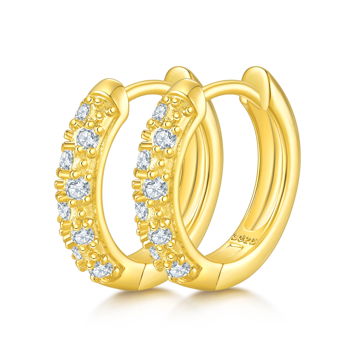 2.9g S925 Sterling Silver 15mm Moissanite Hoop Earrings  16 Stone Pave Huggie Hoops With GRA Certificate, Platinum Plated Jewelry Gift Box Set For Women