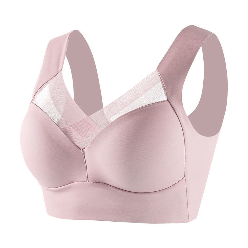 Plus Size Underwear Wireless Beauty Back Underwear Thin Push-up Adjustable Seamless Ice Silk Fixed Cup Bra Cross-border