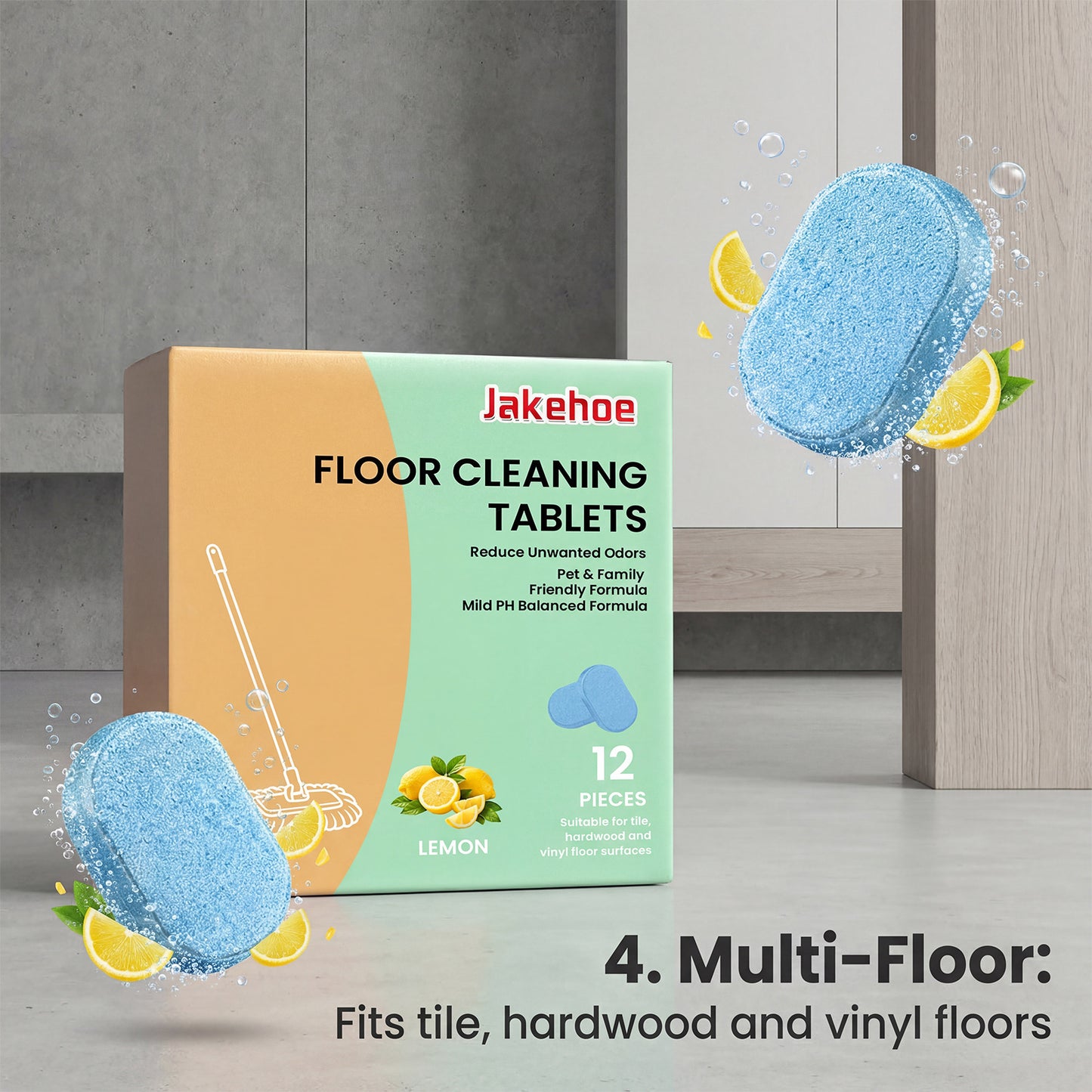 JAKEHOE Floor Cleaning Sheets Daily Home Floor Cleaning, Stain Removal, Cleansing, FreshScent, Convenient Care Sheets