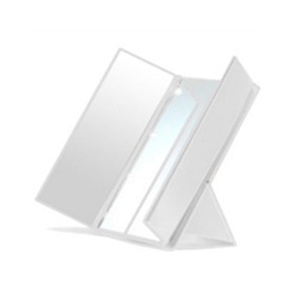 Three-fold Makeup Mirror Portable Desktop Bracket Folding LED Mirror