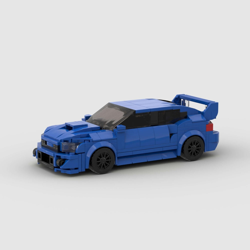 303PCS Blue JDM Rally Car Building Blocks, WRX STI Inspired Sports Sedan Toy With Rear Wing Kit For Kids 6 And Adults ,Collectible Drift Car Gift