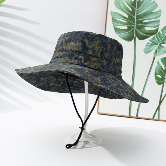 Camouflage Wide-brimmed Fishing Cap For Outdoor Fishing, Hiking, Climbing, Sun Protection Hat, Lightweight And Quick-drying Broad-brimmed Bucket Hat