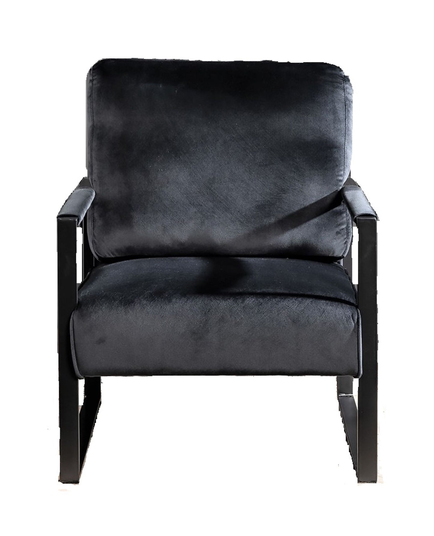 Classic Mid Century Modern Accent Chair With Durable Square Metal Frame, Armchair For Living Room, Bedroom, Home Office In Plush Velvet Upholstery, Black