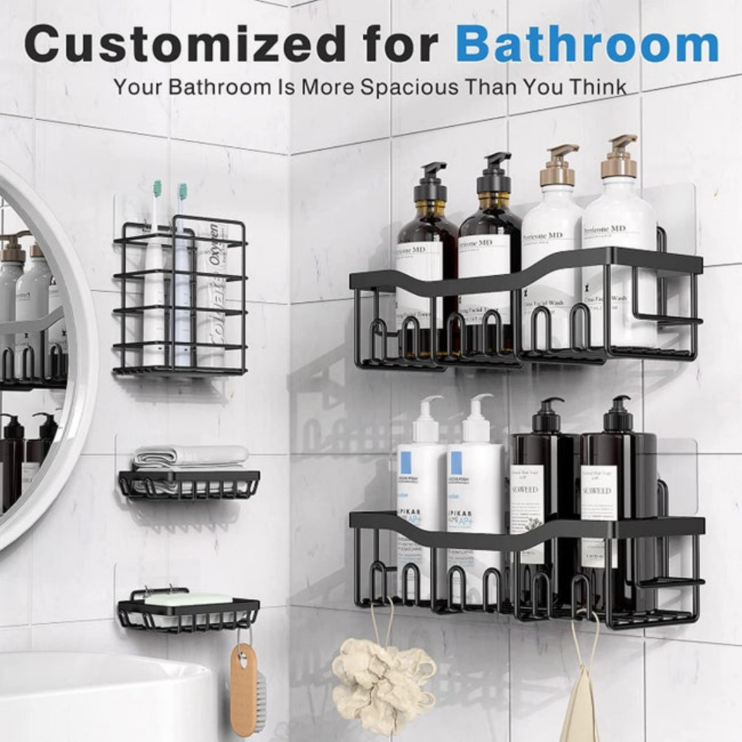 Set Of 5 Shower Caddies For Kitchen Bathroom Storage, Large Capacity Rustproof Stainless Steel Bathroom Caddy