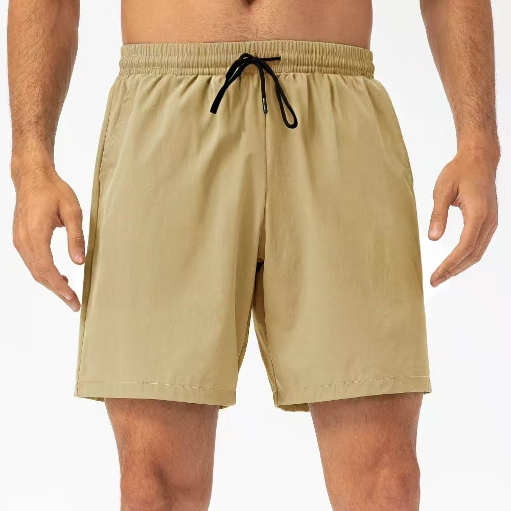 Digital-print Fitness Solid-color Fashionable Drawstring Beach Shorts