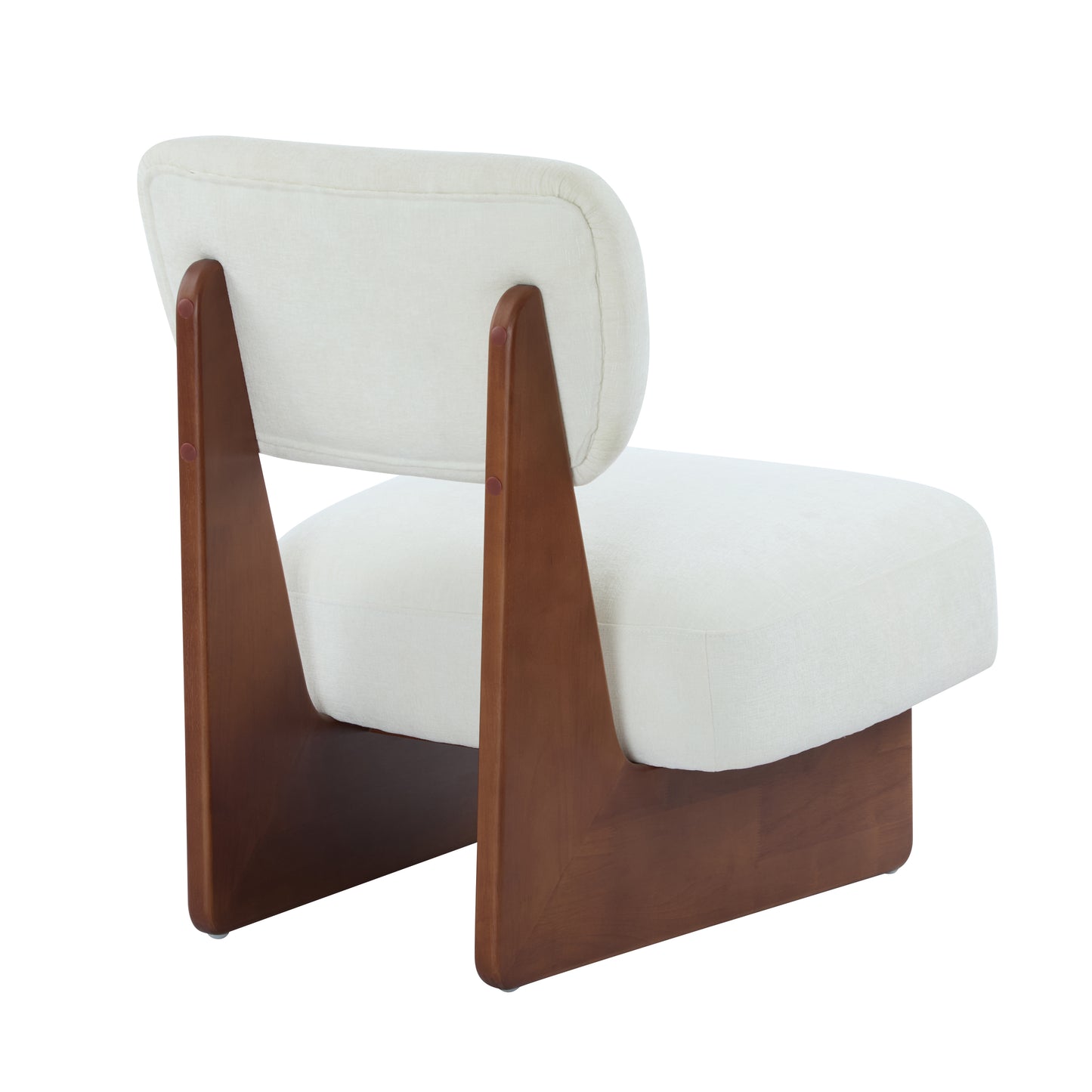 Modern Beige Lounge Chair With Polyester Upholstery, Sturdy Wood Base With Walnut Finish, Minimalist And Stylish Accent Seating For Living Room, Bedroom, Or Office