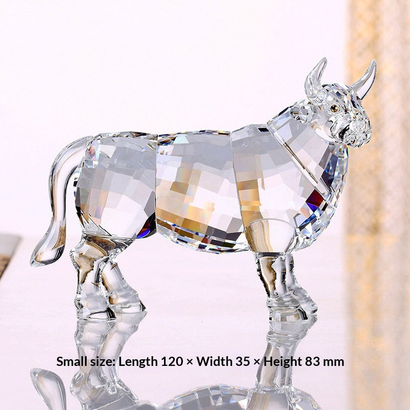 Crystal Ornament Lucky Mascot Wangcai Ox Gift Craft Decoration Piece