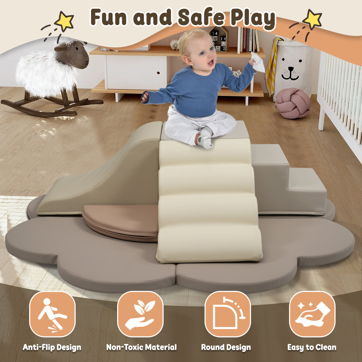 Soft Foam Block Play Structures Climbers For Child Development, 6-Piece Baby Foam Climbing Foam, Climbing Crawling Toys Soft Foam Blocks Activity Play Set