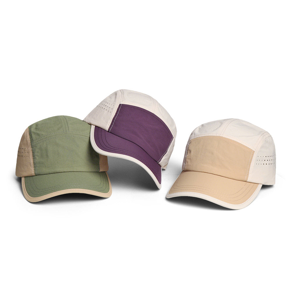 Color-matched Patchwork Quick-drying Sports Five-strap Hat, Lightweight Outdoor Camping Climbing Hat, Casual And Fashionable Soft-top Sun Protection Baseball Cap