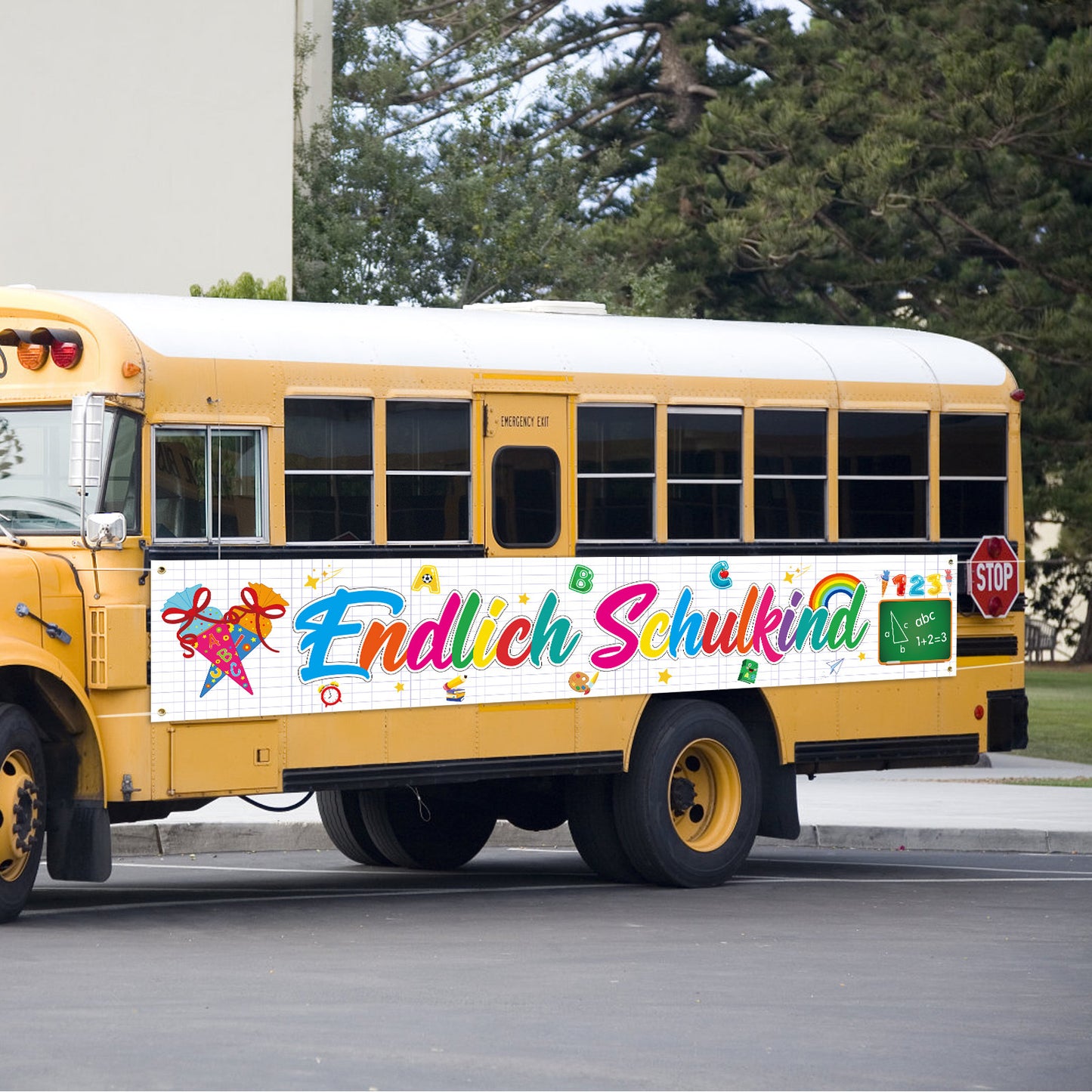 “Finally A First-Grader” Banner—Large-Format Decorative Banner For First-Day-of-School Celebrations—Party Supplies Set