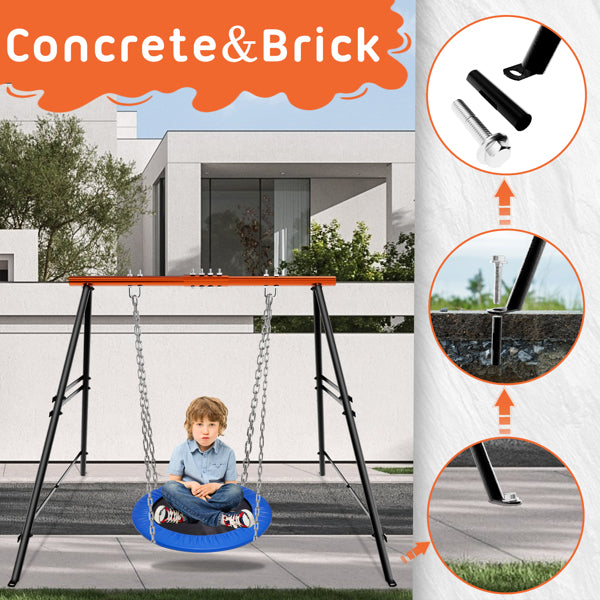 Swing Sets For Backyard, Outdoor Porch Swing Frame, Hammock Chair Stand Only, Max Load 550Lbs A-Frame Swing Stand, Swing Set For Patio, Playground, Park, Swing Not Include