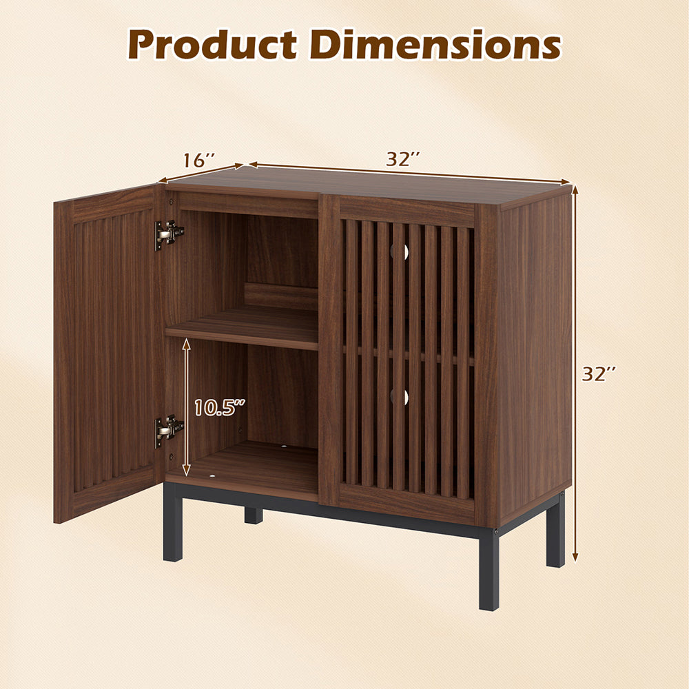 Buffet Cabinet With Storage 32 Inch Wooden Sideboard Coffee Bar Station With Adjustable Shelf Anti-toppling Devices