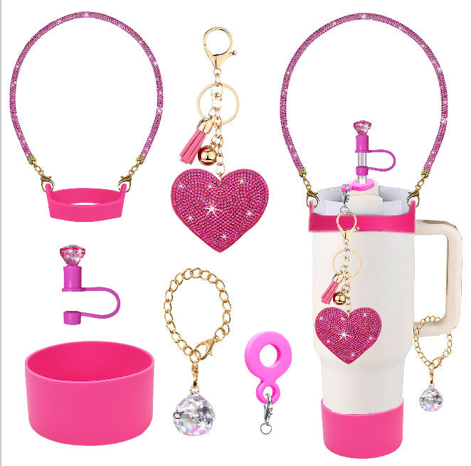 Water Bottle With Accessories Including A 3040-inch Handle And Straw