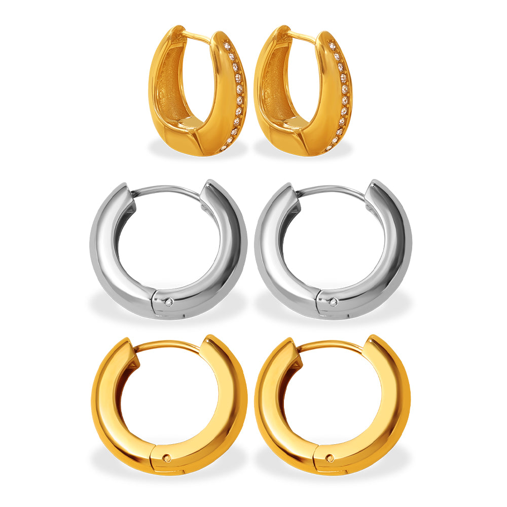 Classic Korean Style, Simple And Smooth Plain Hoop Earrings, High-end Minimalist Titanium Steel And Stainless Steel Clip-on Earrings, Minimalist And Petite Women's Earrings
