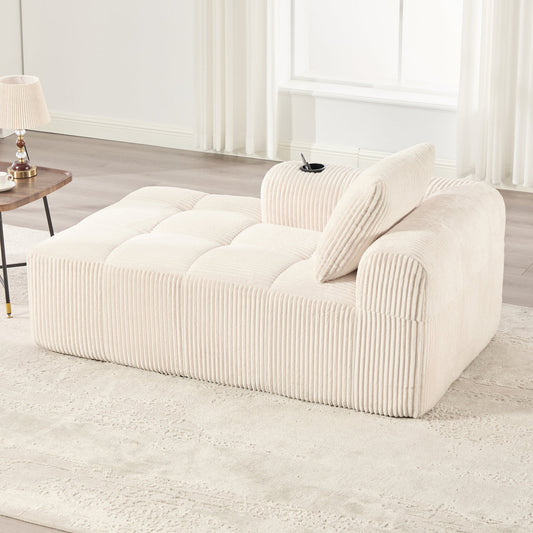 Cozy Corduroy Recliner, Sofa - Without Assembly, Soft Sofa With Back Cushions, Side Storage Pocket For Remote Control And Mobile Phone, Integrated Cup Holder - Neat And Aesthetic.