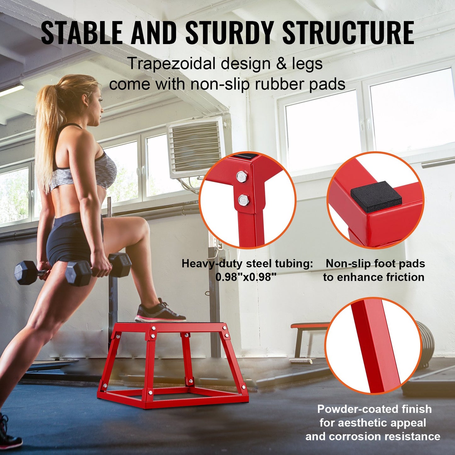 Plyometrische Sprungbox, 305 Mm Plyo-Box, Plyometrische Plattform Plyobox Rot, Rutschfeste Fitness-Übungs-Step-Up-Box Für Heimtraining, Konditions-Krafttraining, Gesäß, Oberschenkel Trainieren