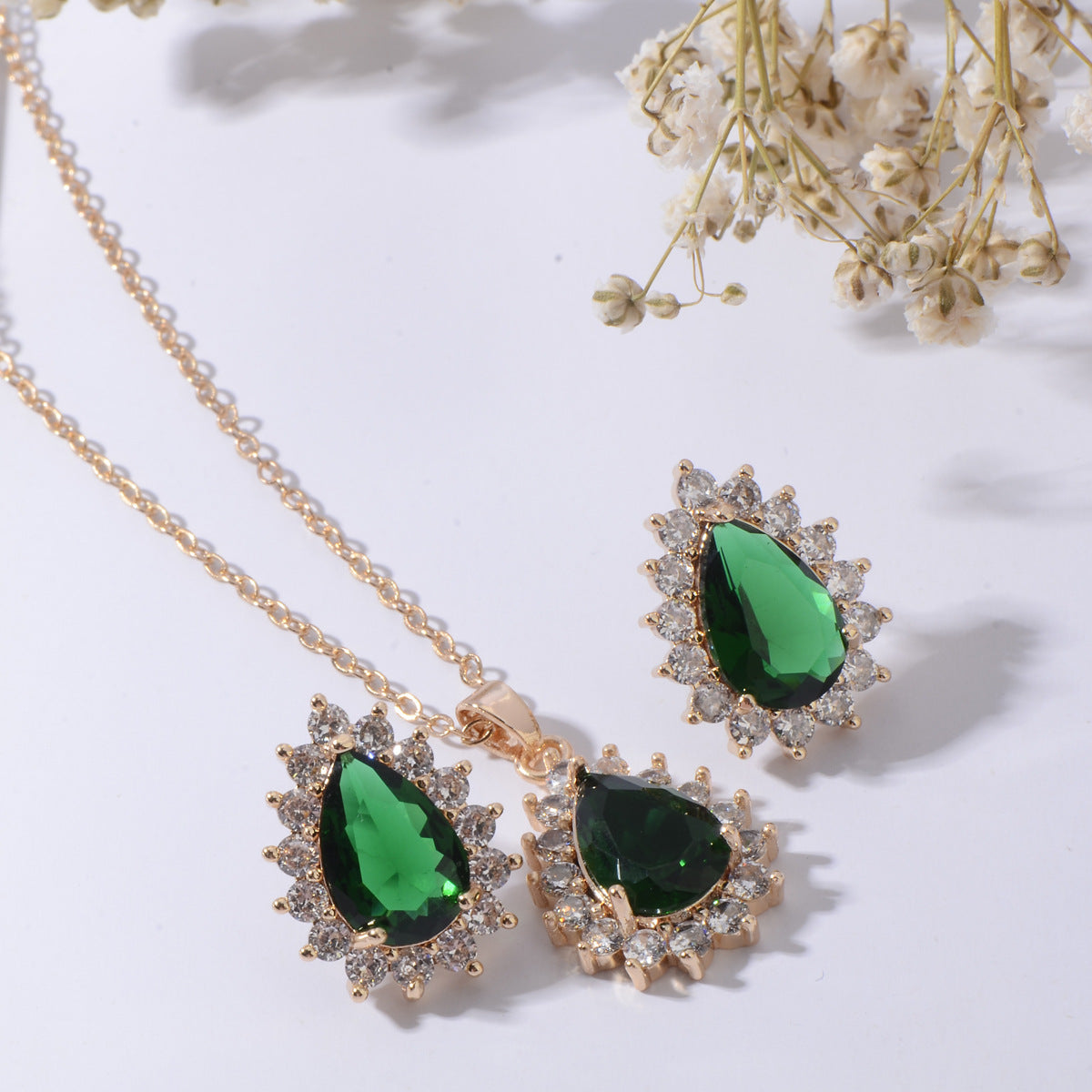 Sparkling Zircon Earrings And Necklace Set, Elegant And Exquisite Full Diamond Jewelry Set, Dress Accessories For Women, Light Luxury