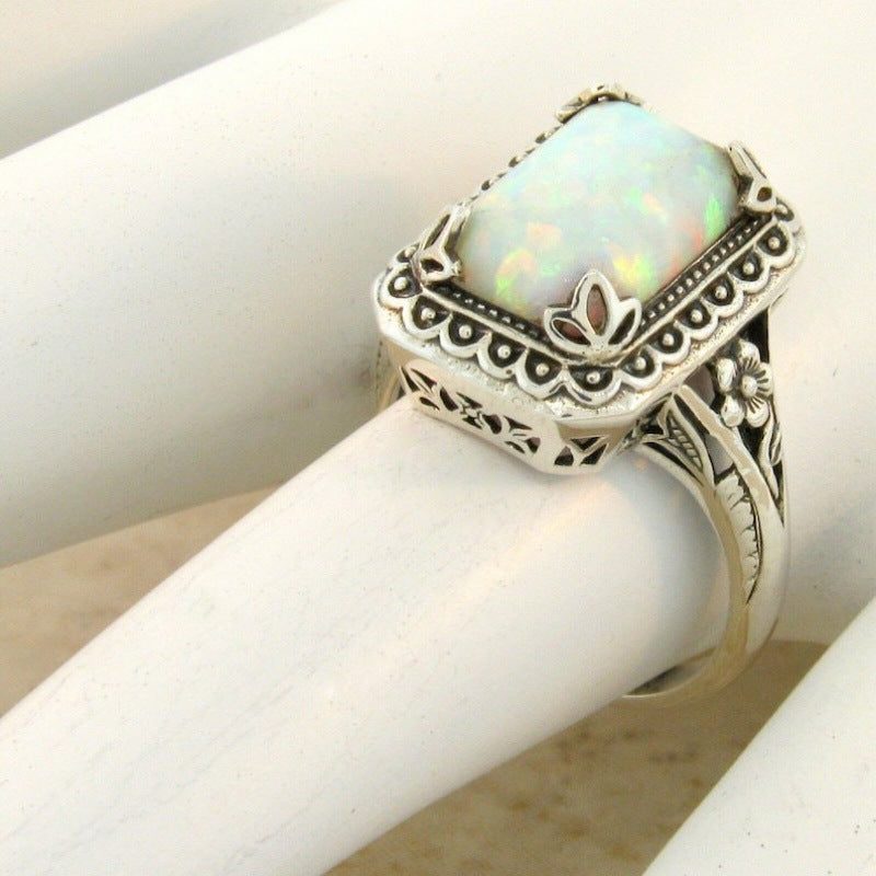Female Accessories Fashion High-end All-match Design Inlaid Opal Ring