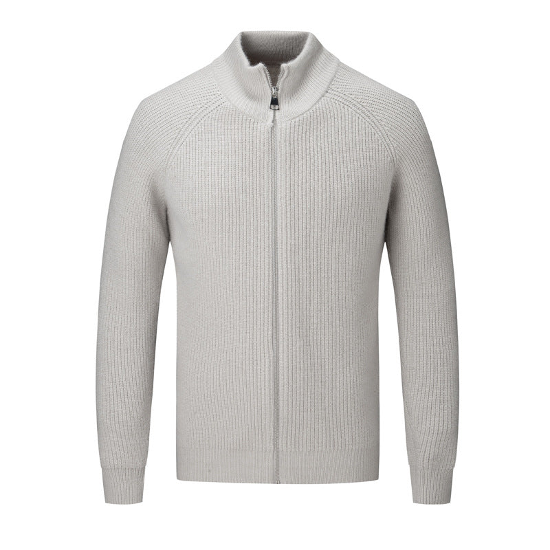 Men's Korean-style Stand-collar Sweater Casual Handsome Slim Knit Cardigan Jacket