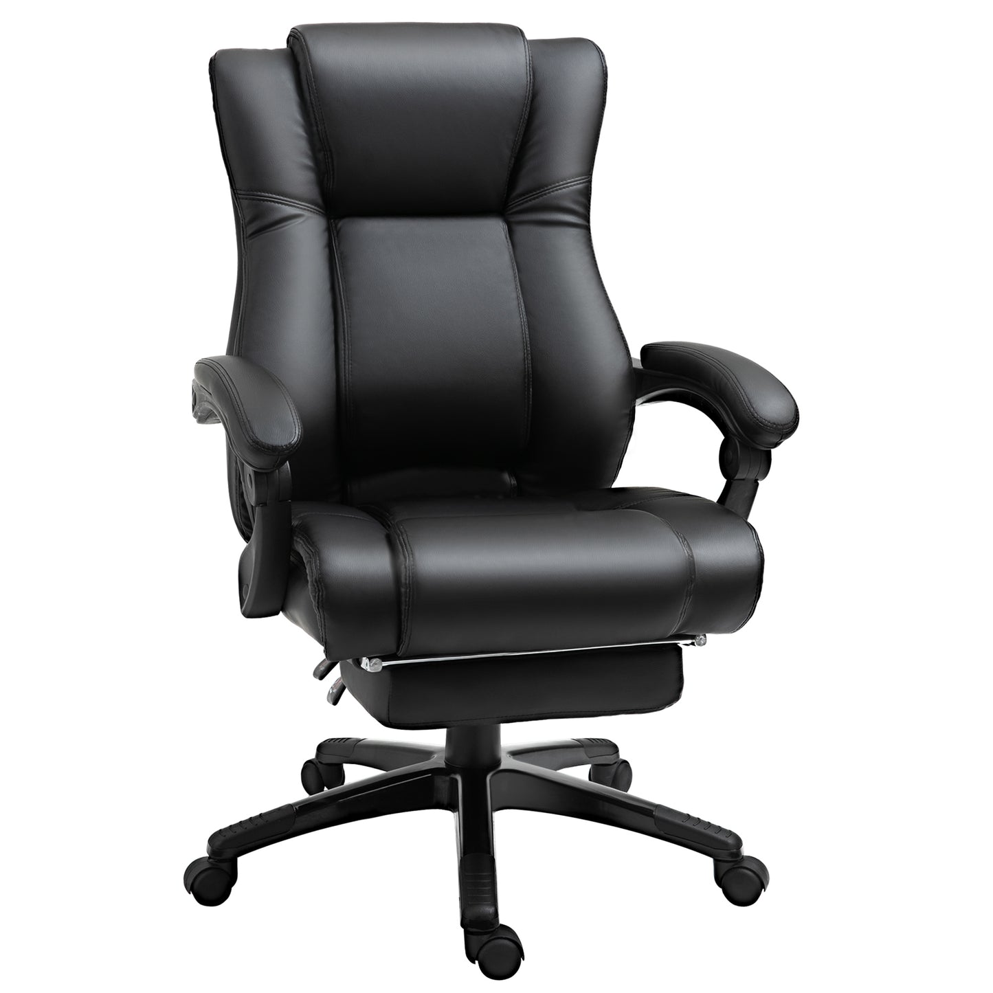 Vinsetto Executive Office Chair For Home, PU Leather Computer Chair, Swivel Desk Chair With Footrest, Wheels, Adjustable Height, Black