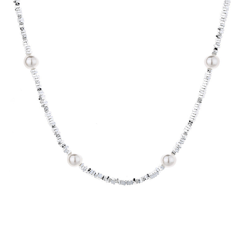 S925 Sterling Silver Korean Style Niche Clear Cold Wind Small Pieces Of Silver Pearl