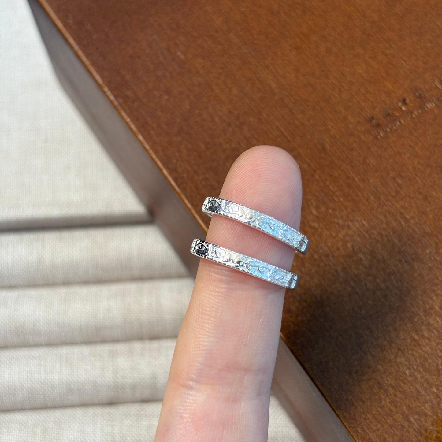 1pc 999 Sterling Silver Engraved Scrollwork Band Ring, Retro & Traditional Chinese Style, Perfect For Daily, Dating & Gifting, Ideal Valentine's Gift