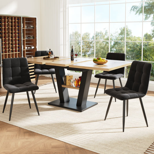 Dining Table Set 5 Pieces, Extendable Dining Table Set, 118-157 X 70 Cm Dining Table With 4 Chairs, For Kitchen And Living Room, Including Dining Chairs,extendable Dining Table With V-legs,dining Ro