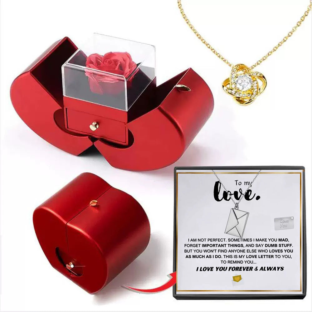 Personalized Flip Envelope Pendant Creative Gift Stainless-steel Jewelry Apple-box Set