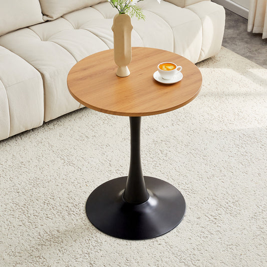 Round Dining Table, 23.6in Circle Tulip Table With Thickened Tabletop & Metal Pedestal, Mid Century Modern Bistro Table For Kitchen, Small Places, Living Room, Cafe  Faux Wood