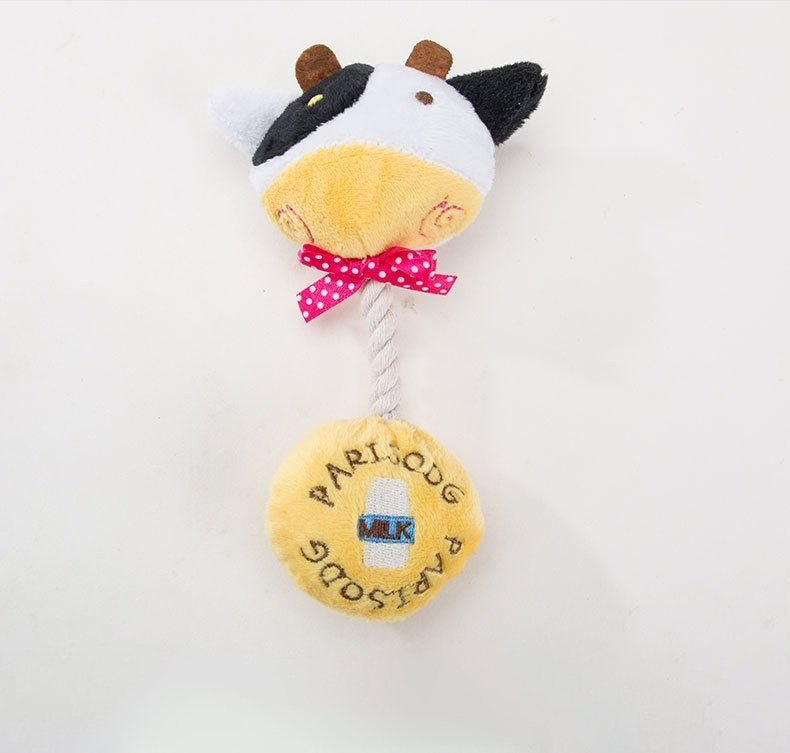 Animals Pet Supplies Dog Voice Toy Plush Toys Cow Frog Animal Wear Rope Toy Resistant To Biting Pet Toys Pet Molar Tool