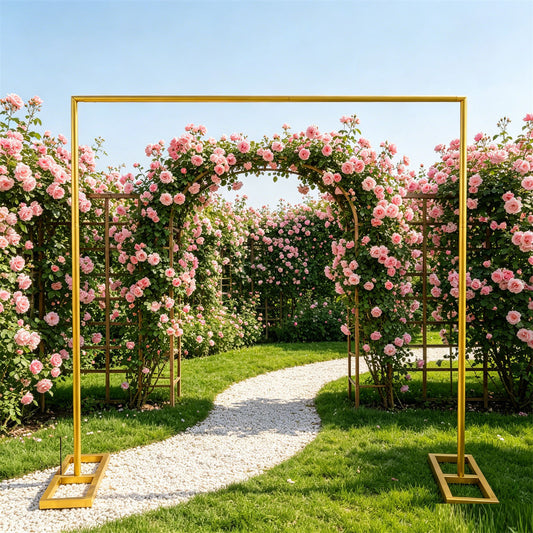 2 X 2 M Background Stand, Large Golden Metal Arch Stand For Photography And Decoration—Party Accessory Set