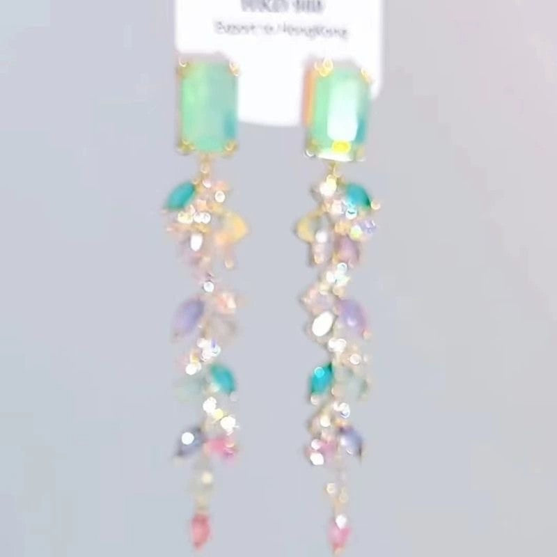 Sparkling Diamond Wheat-ear Tassel Earrings Elegant Ear Accessories For Square And Round Faces