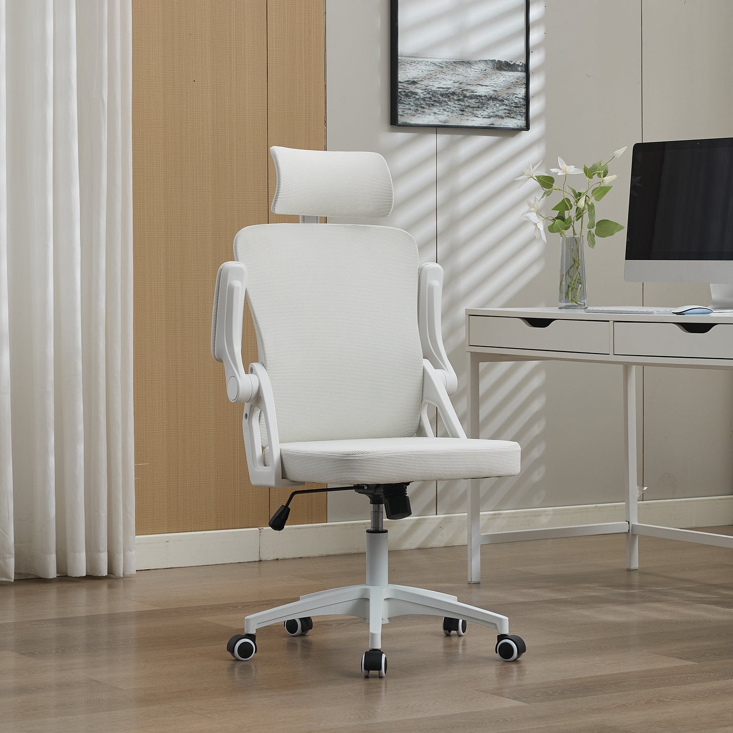 Ergonomic Mesh Office Chair With Adjustable Lumbar Support And Headrest - High-Back Executive Desk Chair For Home Office