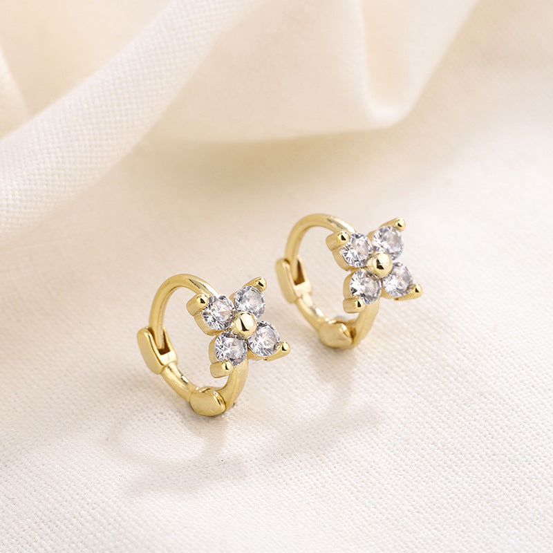 Korean-style Elegant Stone-Inlaid Earring Set Of Four Styles